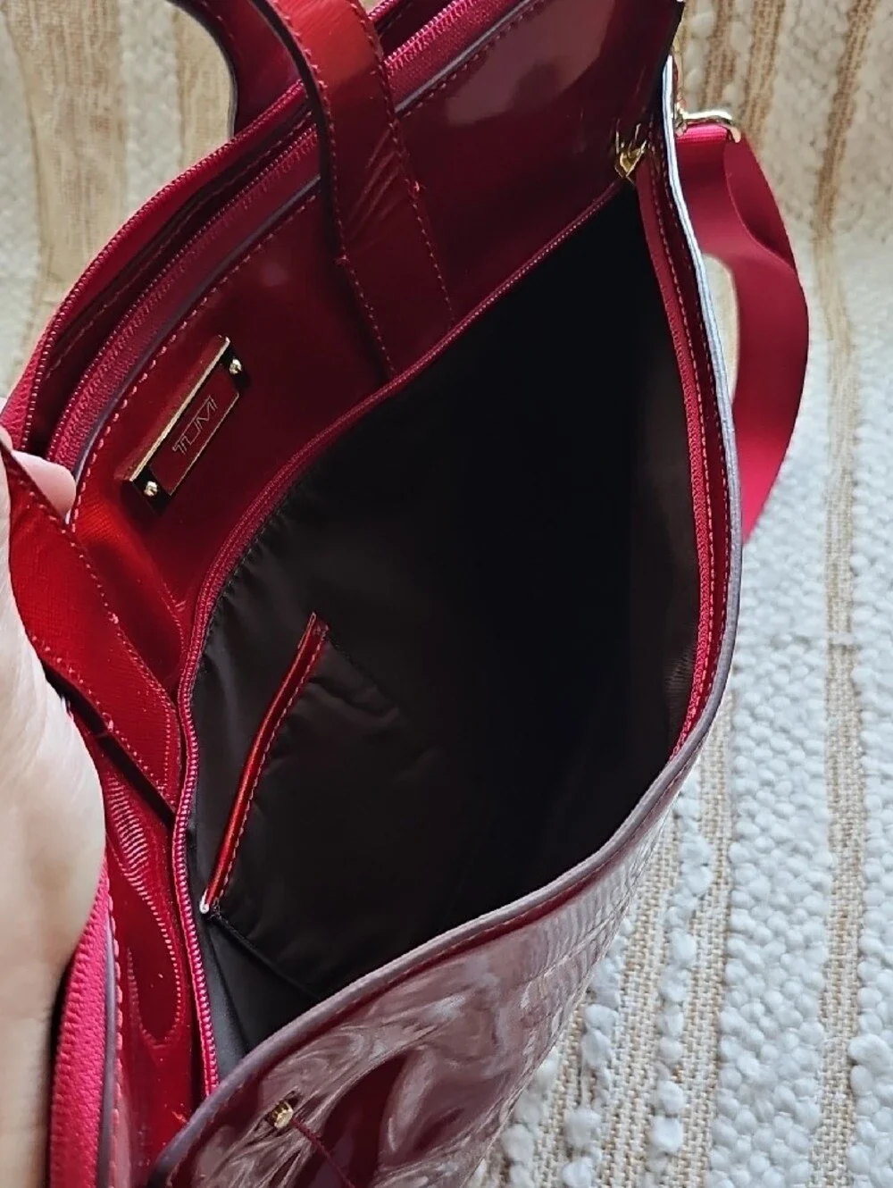 Tumi Candy Apple Red Patent Laptop Briefcase